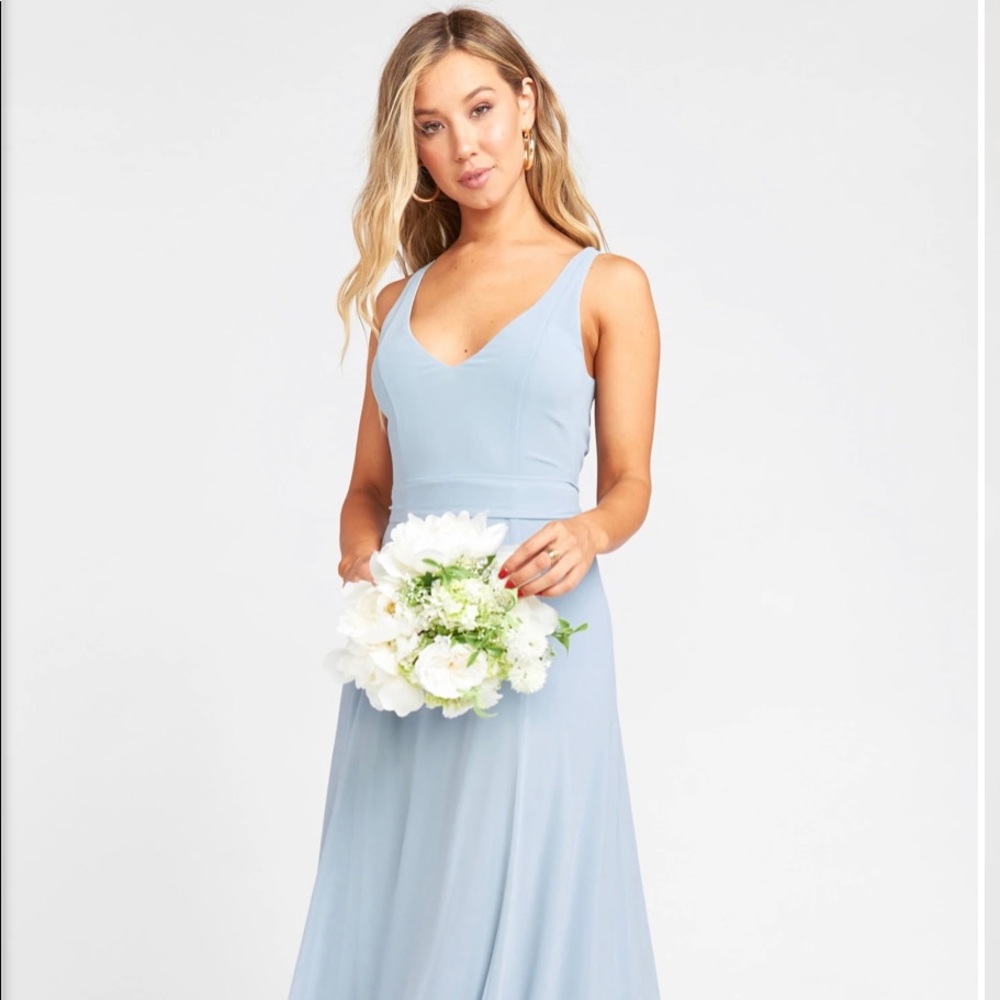 Show Me Your Mumu - Jenn Maxi Dress, Steel Blue Chiffon (small)